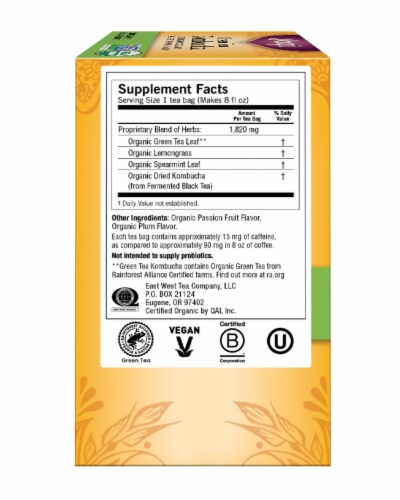 Yogi Organic Kombucha Green Tea Bags Perspective: left