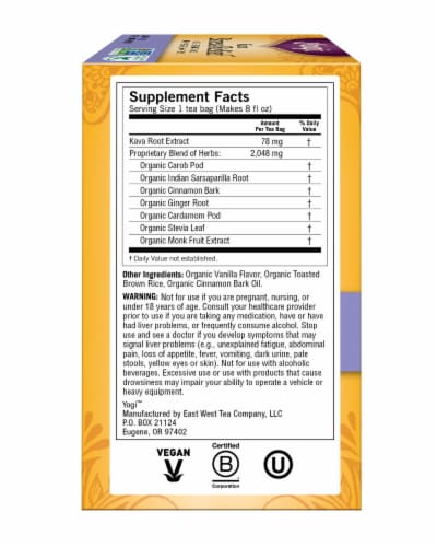 Yogi Kava Stress Relief Herbal Tea Bags Perspective: left