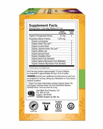 Yogi Green Tea Super Antioxidant Organic Green Tea Bags Perspective: left
