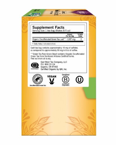Yogi Pure Green Decaffeinated Tea Bags Perspective: left