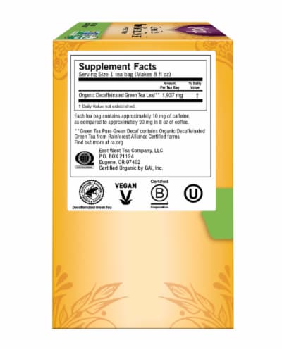 Yogi Pure Green Decaffeinated Tea Bags Perspective: left