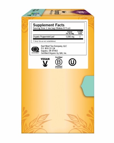 Yogi Organic Purely Peppermint Caffeine Free Tea Bags Perspective: left