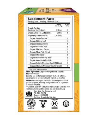 Yogi Green Tea Blueberry Slim Life Organic Green Tea Bags Perspective: left