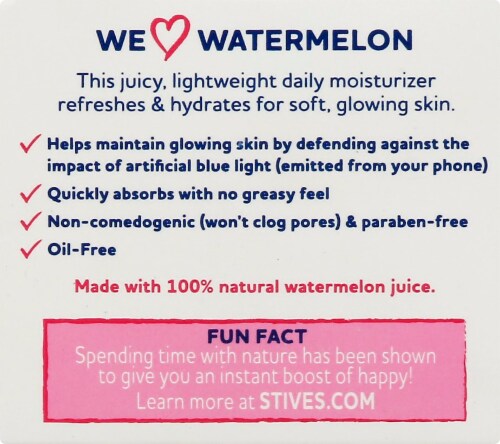 St. Ives Glowing Watermelon Oil-Free Face Moisturizer Perspective: left