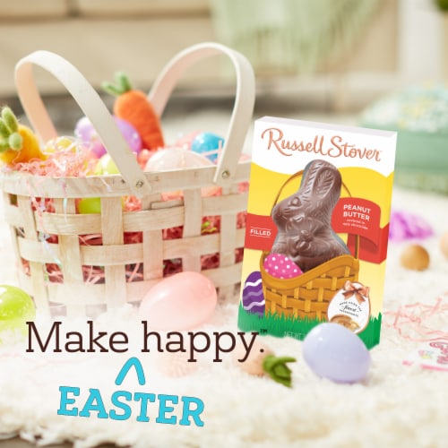 RUSSELL STOVER Easter Bunny Peanut Butter Milk Chocolate Candy Rabbit Perspective: left
