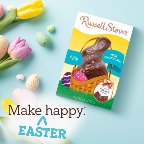 Russell Stover Easter Bunny Solid Milk Chocolate Candy Rabbit Perspective: left