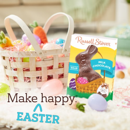 RUSSELL STOVER Easter Bunny Solid Milk Chocolate Candy Rabbit Perspective: left