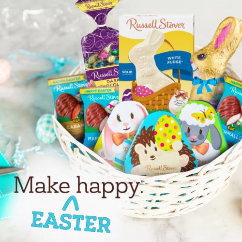 RUSSELL STOVER Easter Bunny Solid White Fudge Chocolate Candy Rabbit Perspective: left