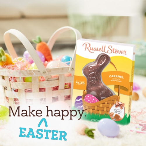 RUSSELL STOVER Easter Caramel Milk Chocolate Easter Bunny Perspective: left