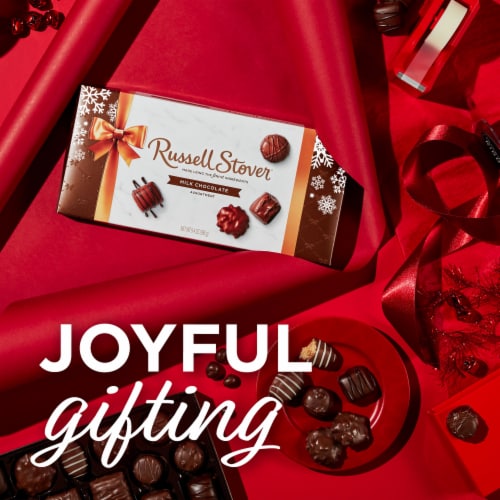 RUSSELL STOVER Christmas Milk Chocolate Assortment Gift Box Perspective: left