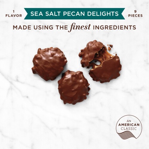 RUSSELL STOVER Sea Salt Pecan Delights Milk Chocolate Gift Box Perspective: left