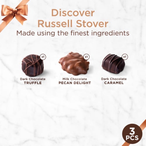 RUSSELL STOVER Assorted Milk & Dark Chocolate Trial Size Gift Box Perspective: left