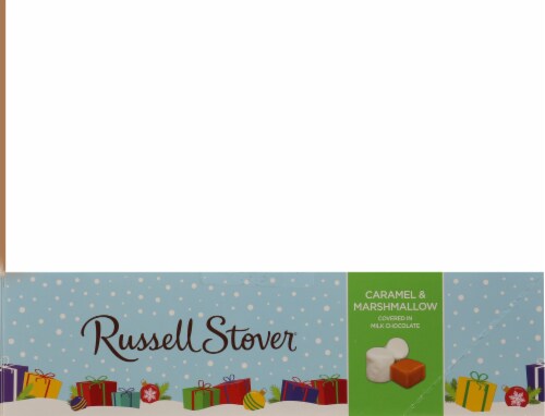 Russell Stover Holiday Caramel & Marshmallow in Milk Chocolate Santa Candy Perspective: left