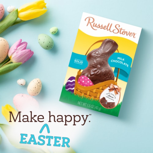 RUSSELL STOVER Easter Coco the Love Pup Plush with Solid Milk Chocolate Easter Bunny Perspective: left