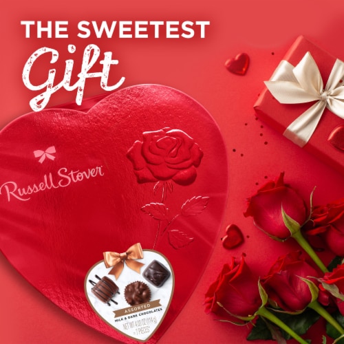 RUSSELL STOVER Valentine's Day Red Foil Heart Assorted Milk