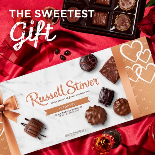 RUSSELL STOVER Valentine's Day WOW Assorted Milk & Dark Chocolate Gift Box Perspective: left