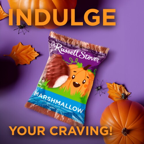 RUSSELL STOVER Halloween Milk Chocolate Marshmallow Pumpkin Perspective: left