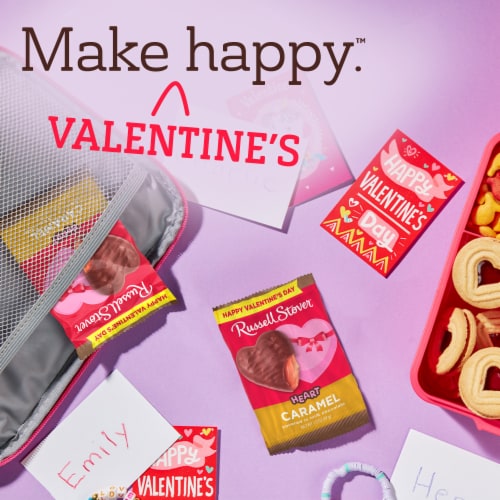 RUSSELL STOVER Valentine's Day Milk Chocolate Caramel Heart Perspective: left