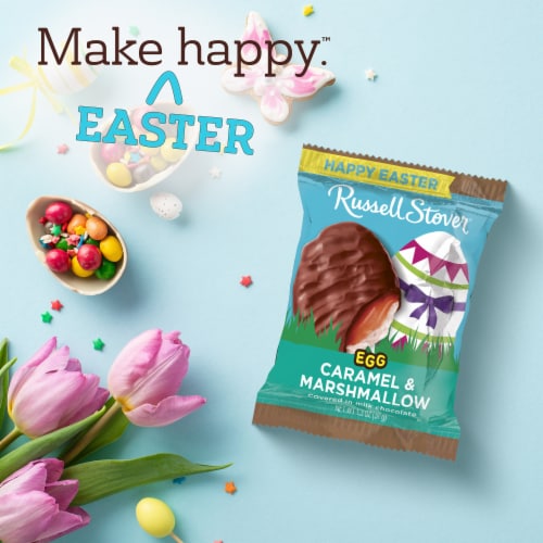 RUSSELL STOVER Easter Caramel & Marshmallow Milk Chocolate Candy Easter Egg Perspective: left