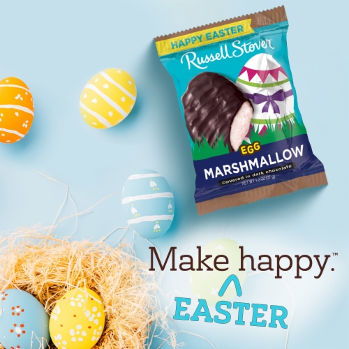 RUSSELL STOVER Easter Marshmallow Dark Chocolate Candy Easter Egg Perspective: left