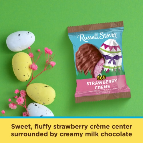 RUSSELL STOVER Easter Strawberry Crème Milk Chocolate Candy Easter Egg Perspective: left