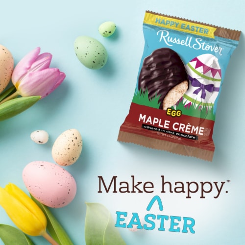 RUSSELL STOVER Easter Maple Crème Dark Chocolate Candy Easter Egg Perspective: left