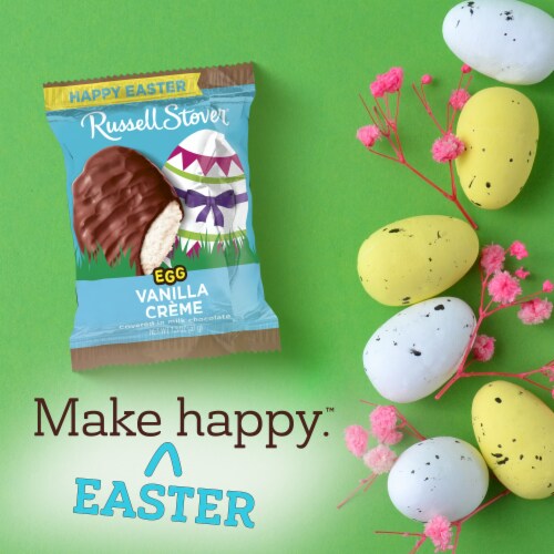 RUSSELL STOVER Vanilla Crème Milk Chocolate Candy Easter Egg Perspective: left