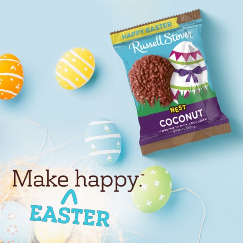 RUSSELL STOVER Coconut Milk Chocolate Candy Easter Nest Perspective: left