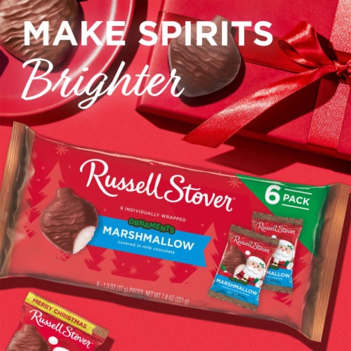 RUSSELL STOVER Christmas Milk Chocolate Marshmallow Ornament, 6 pk /7.8