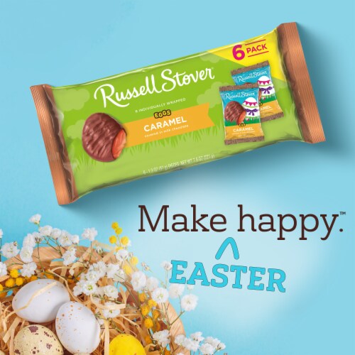 RUSSELL STOVER Easter Caramel Milk Chocolate Candy Easter Eggs Perspective: left