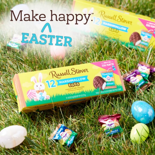 RUSSELL STOVER Marshmallow Milk Chocolate Candy Easter Egg Crate Perspective: left