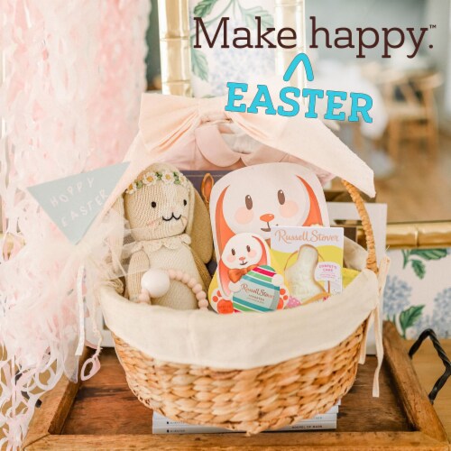 RUSSELL STOVER Easter Bunny Solid White Fudge Confetti Cake Candy Rabbit Perspective: left