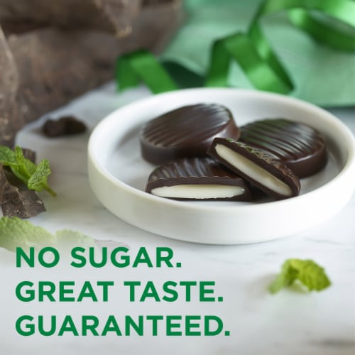 RUSSELL STOVER Sugar Free Dark Chocolate Mint Patties Candy, 2 oz bag Perspective: left