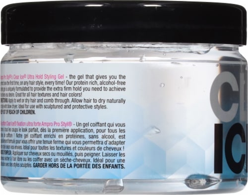 Ampro Pro Style Clear Ice Alcohol-Free Firm Flexible Hold Protein Styling Gel Perspective: left