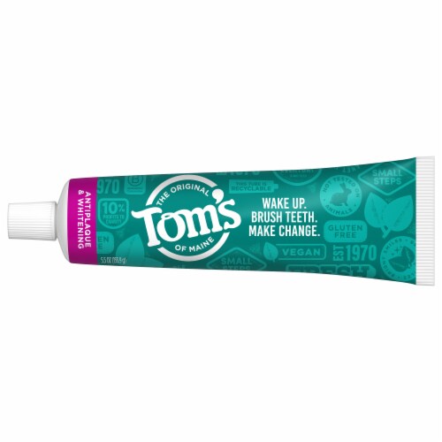 Tom's of Maine Fluoride-Free Antiplaque & Whitening Natural Toothpaste Peppermint Perspective: left