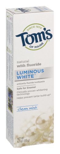 Tom's Clean Mint Luminous White Toothpaste Perspective: left