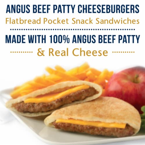 Sandwich Bros Angus Beef Patty Cheeseburger Pita Pocket Sandwiches Frozen Meal Perspective: left
