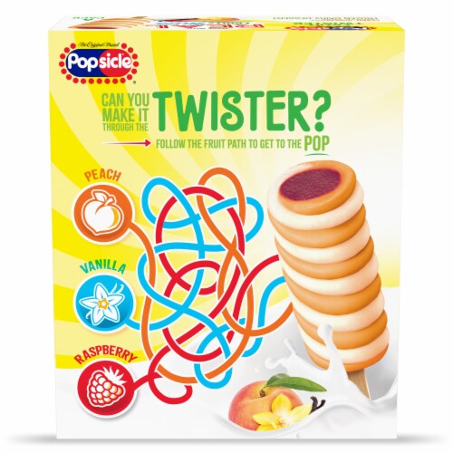 Popsicle Fruit Twister Peach Raspberry Vanilla Swirl Fruit & Milk Ice Pops Perspective: left