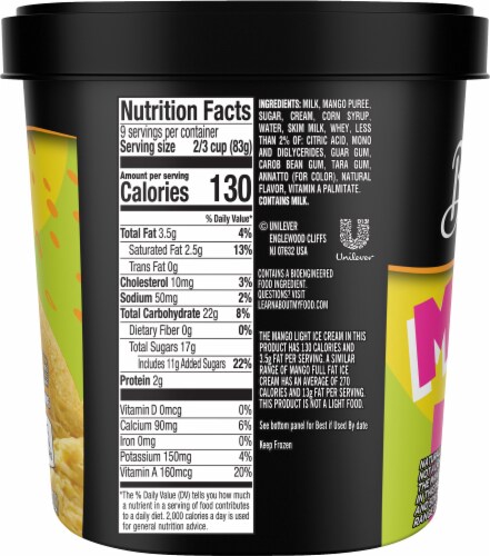 Breyers Mango Light Ice Cream Tub Perspective: left