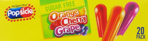 Popsicle Orange Cherry & Grape Sugar Free Pops 20 Count Perspective: left