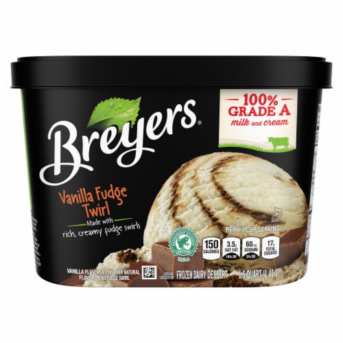 Breyers Vanilla Fudge Twirl Frozen Dairy Dessert Perspective: left