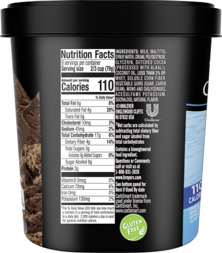Breyers CarbSmart™ Chocolate Frozen Dairy Dessert Tub Perspective: left