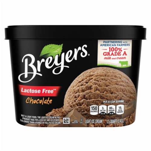 Breyers Chocolate Lactose Free Light Ice Cream Tub Perspective: left