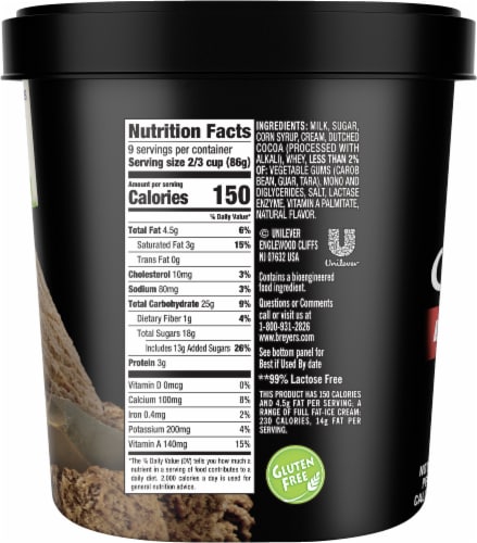 Breyers Chocolate Lactose Free Light Ice Cream Tub Perspective: left