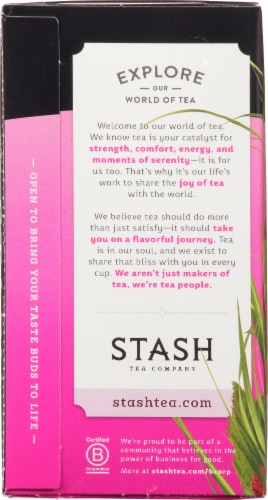 Stash Wild Raspberry Hibiscus Herbal Tea Perspective: left