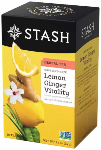 Stash Caffeine Free Lemon Ginger Herbal Tea Perspective: left