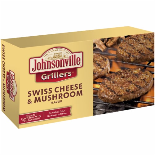 Johnsonville® Grillers™ Swiss Cheese & Mushroom Flavored Patties Perspective: left