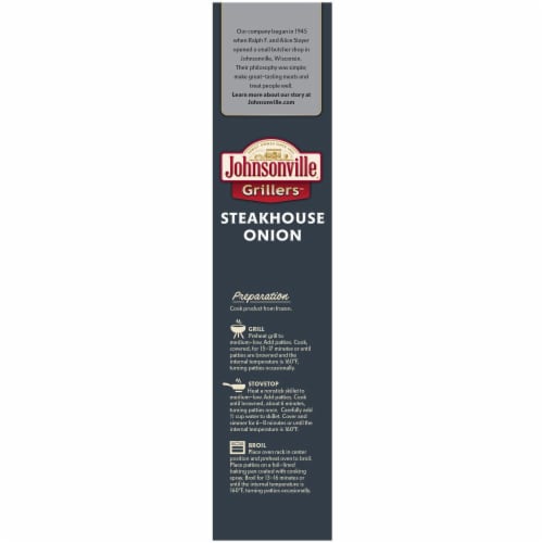 Johnsonville Grillers Steakhouse Onion Seasoned Patties Perspective: left