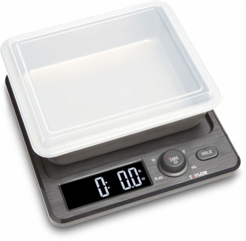 Taylor Kitchen Scale with Stainless Steel Container and Lid Perspective: left