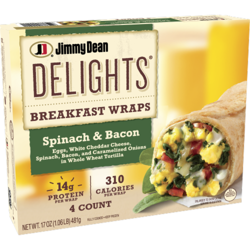 Jimmy Dean Delights® Spinach & Bacon Frozen Breakfast Wraps Perspective: left